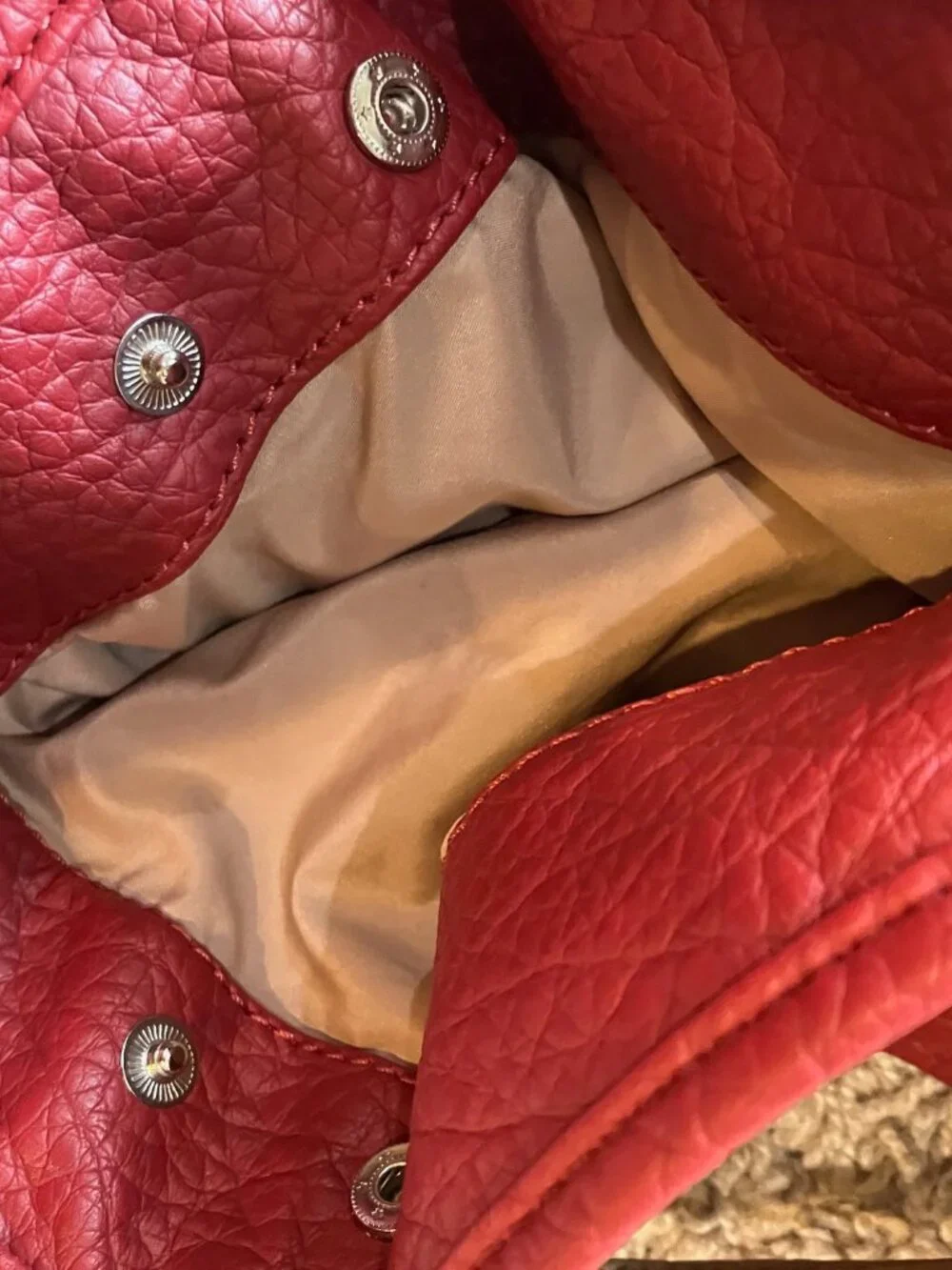 Nine West Red Tan Oversized Tote Shoulder Bag Faux Leather Y2K Colorblock